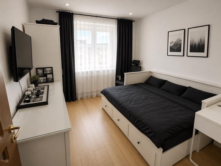 Apartament cu 4 camere semidecomandat, mobilat în Apărătorii Patriei