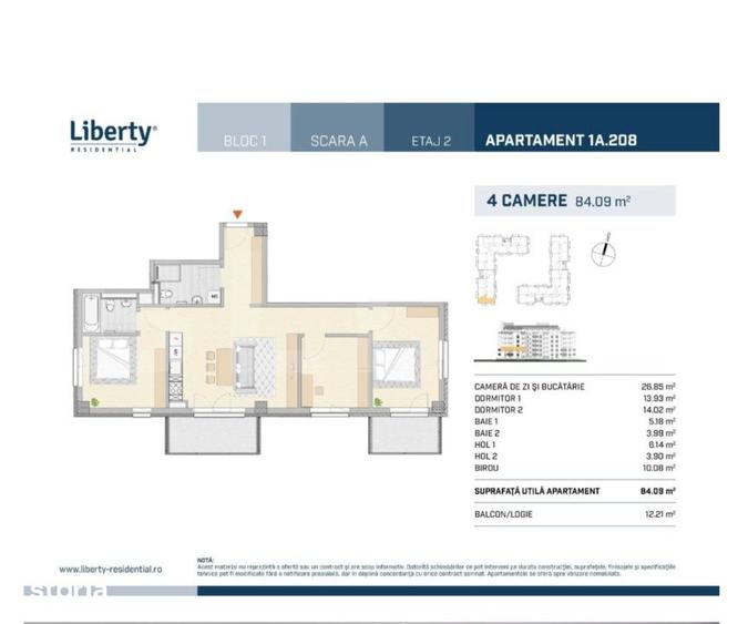 Apartament cu 4 camere în Sud
