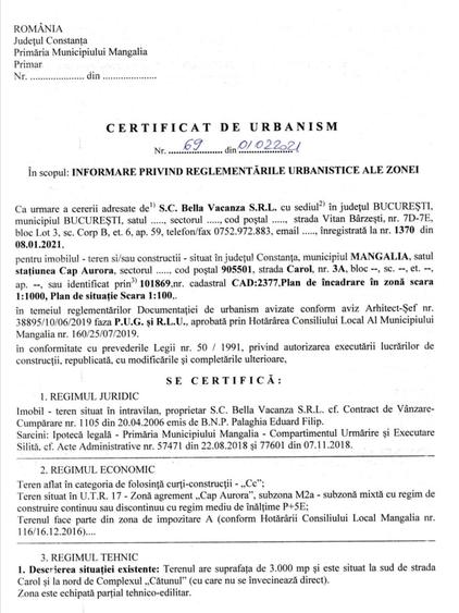 Teren de 3000 mp, în Central