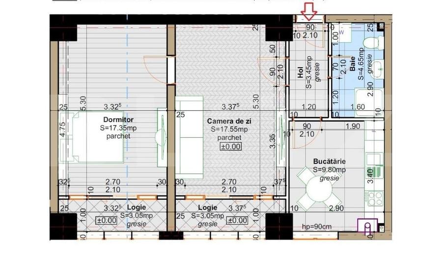Apartament cu 2 camere semidecomandat în Lunca Cetățuii