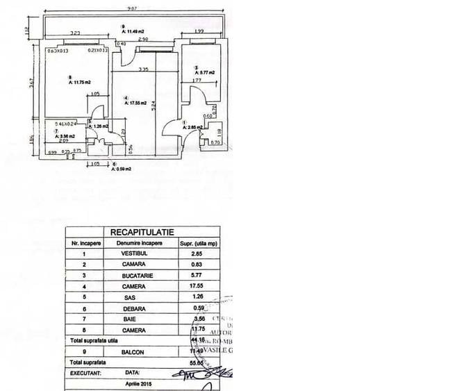 Apartament cu 2 camere semidecomandat în Central