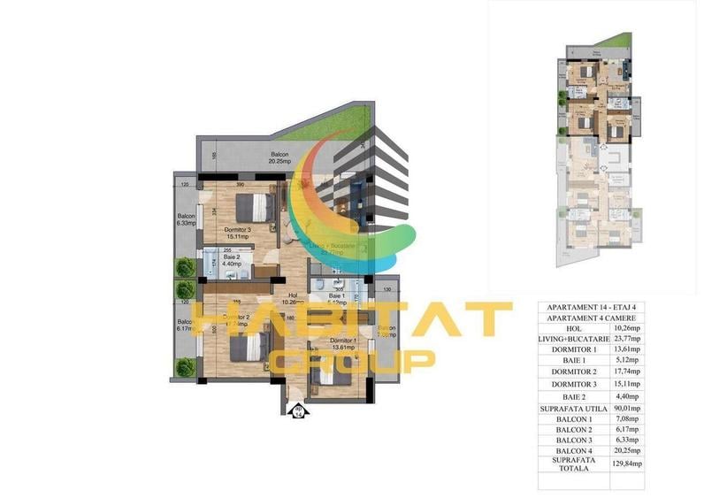 Apartament cu 4 camere în Giurgiului