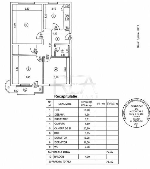 Apartament cu 3 camere decomandat în Tineretului