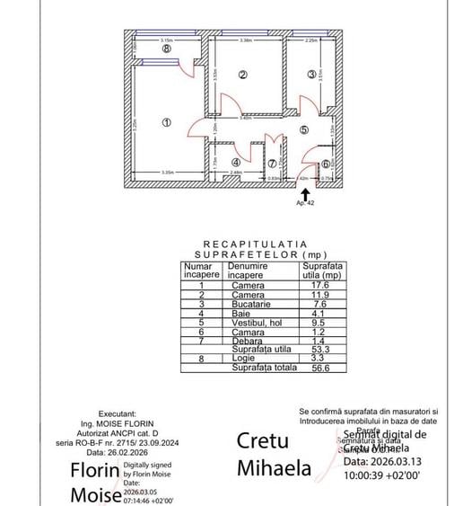 Apartament cu 2 camere decomandat în Lujerului