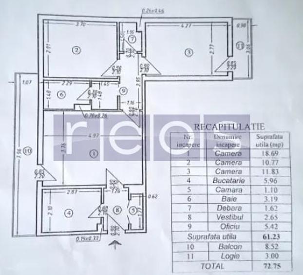 Apartament cu 3 camere semidecomandat în Timișoara