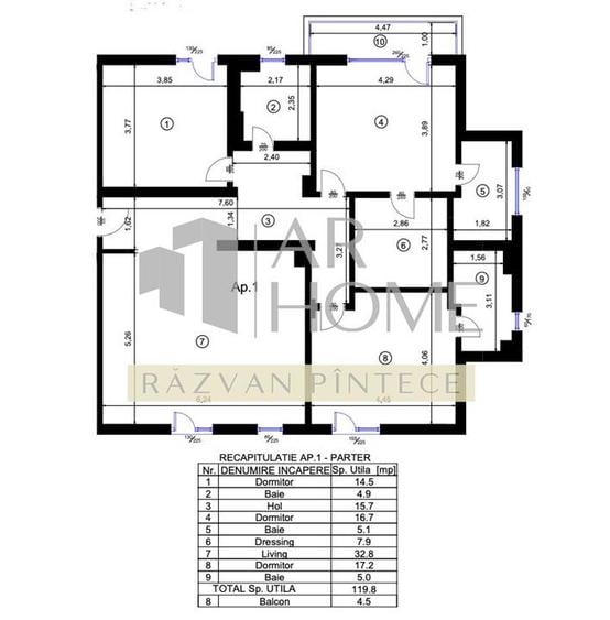 Apartament cu 4 camere decomandat, mobilat în Nord