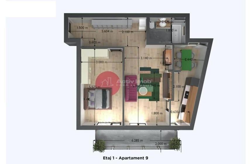 Apartament cu 2 camere decomandat în Cetății