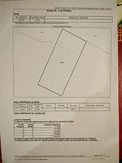 Teren de 2476 mp, în Tomnatic