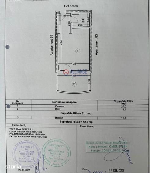 Garsonieră în Central