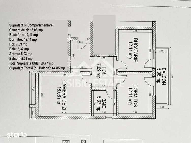 Apartament cu 2 camere decomandat în Central