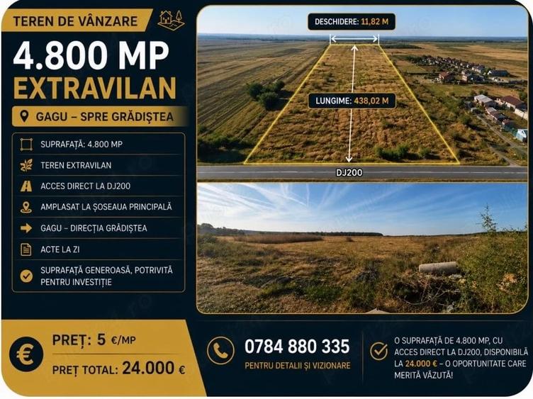 **vand teren extravilan 4 .800 mp gagu, spre gradi?tea** - 1
