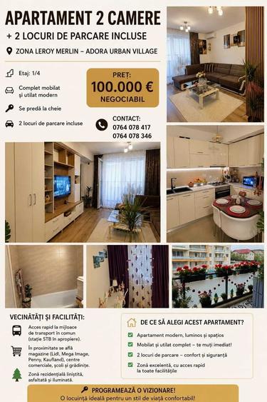 Apartament cu 2 camere decomandat în Central