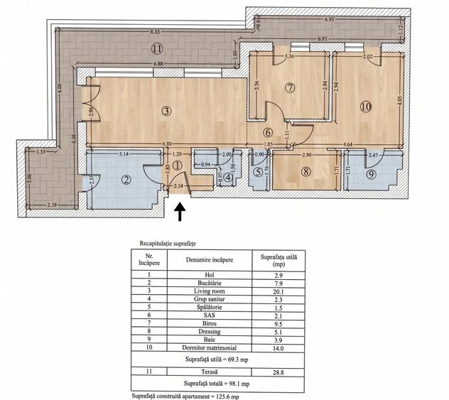 Apartament cu 3 camere, mobilat în Voluntari