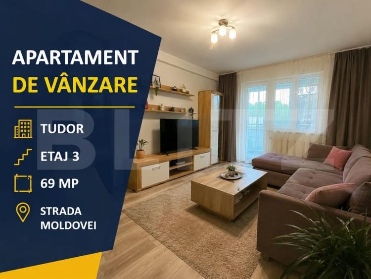 Apartament cu 3 camere decomandat, mobilat în Tudor