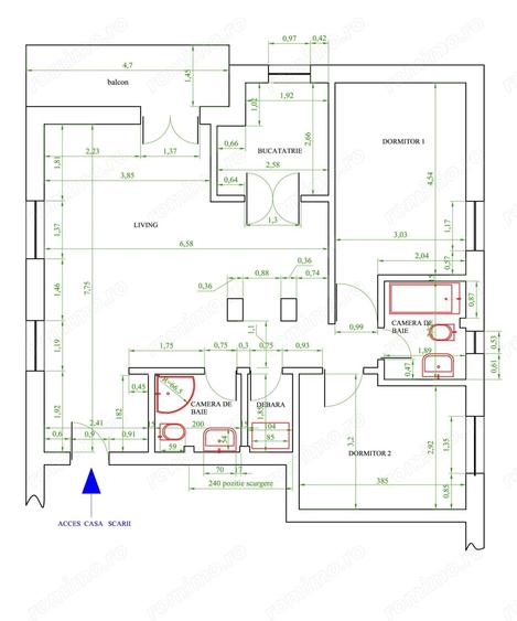 Apartament cu 3 camere semidecomandat în Mircea cel Bătrân
