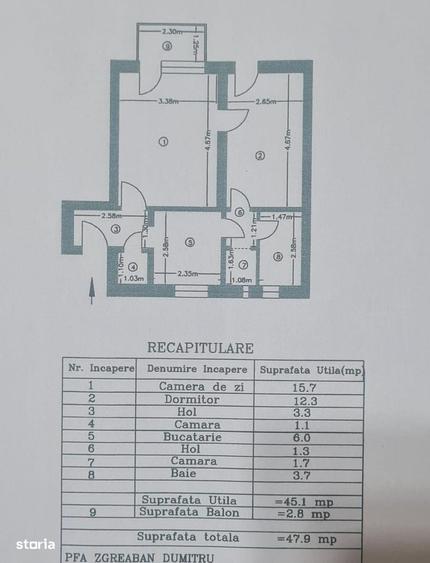 Apartament cu 2 camere decomandat în Războieni