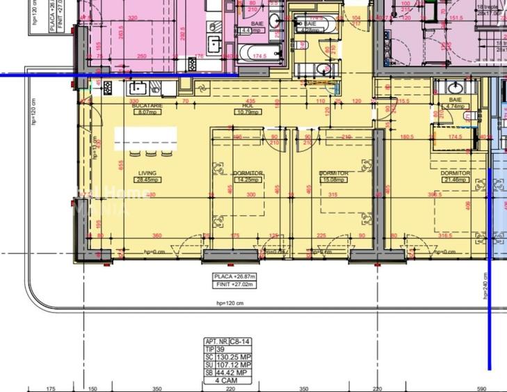 Apartament cu 4 camere decomandat în Barbu Văcărescu