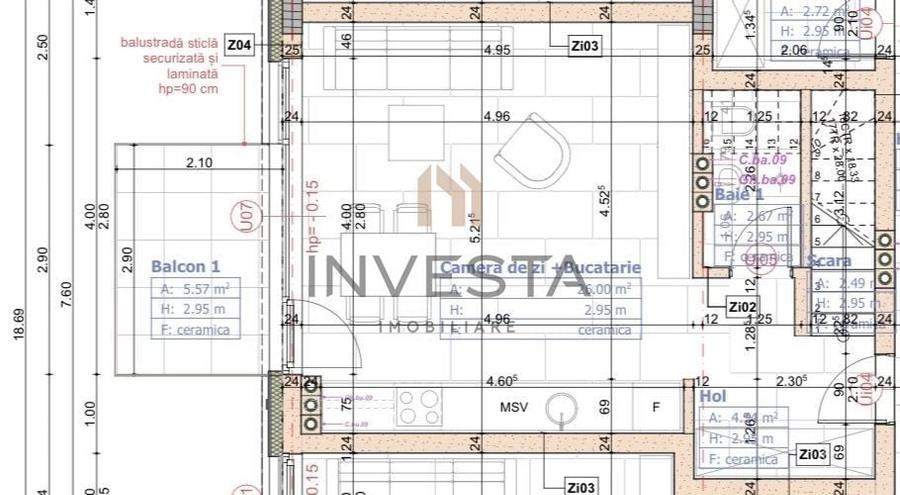 Apartament cu 3 camere semidecomandat, mobilat în Central