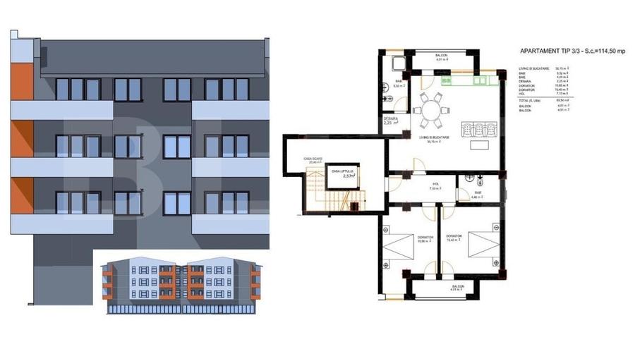 Apartament cu 3 camere decomandat în Exterior Est