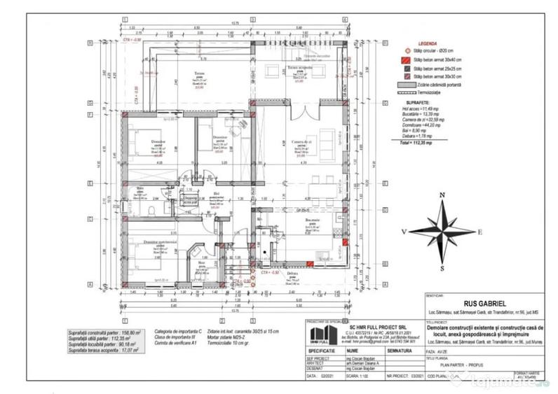 Casă cu 3 camere cu Teren 1354 Mp în Central
