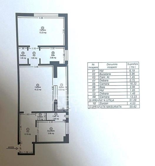Apartament cu 2 camere semidecomandat, mobilat în Șagului