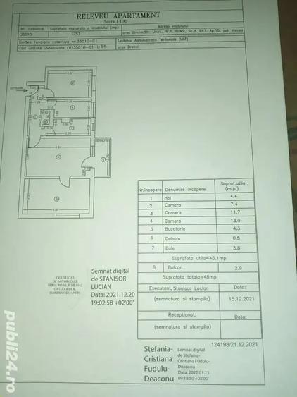 Apartament cu 3 camere semidecomandat în Central
