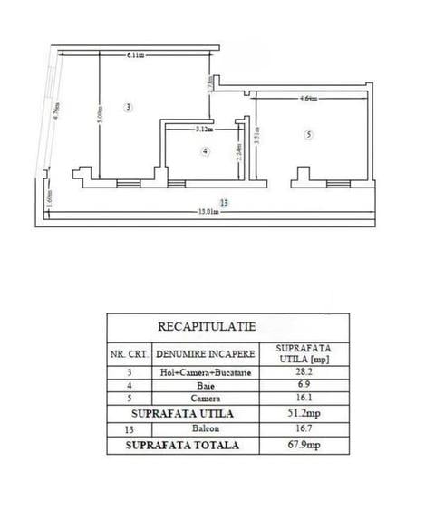 Apartament cu 2 camere decomandat în Bucșinescu