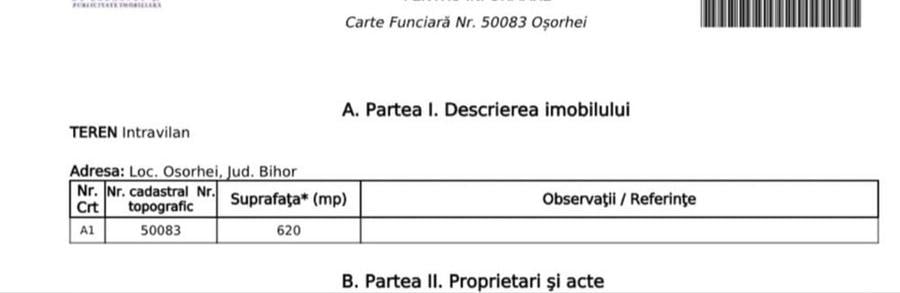 Teren de 620 mp, în Fughiu
