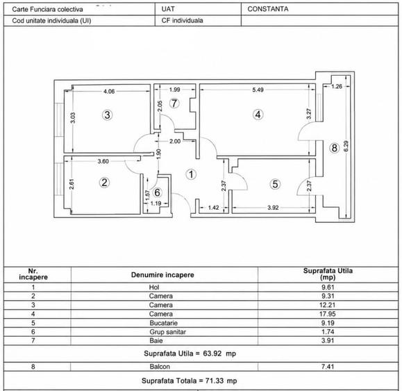 Apartament cu 3 camere decomandat în Tomis I