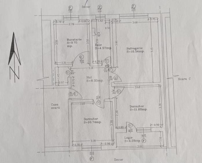 Apartament cu 3 camere decomandat, mobilat în Zimbru