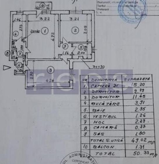 DE VANZARE APARTAMENT 3 CAMERE  | ETAJ 6/10 | LUJERULUI  | METROU - 5