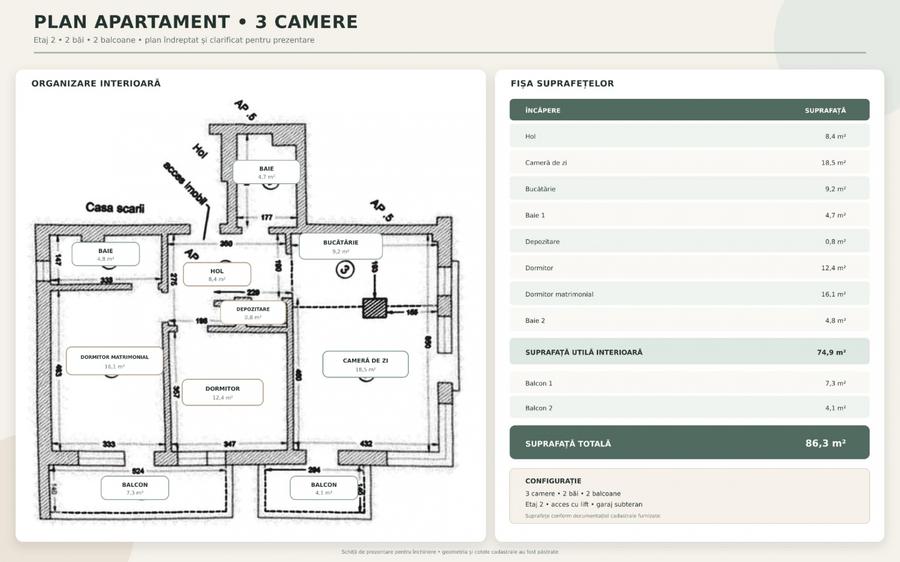 Apartament cu 3 camere, mobilat în Universitate