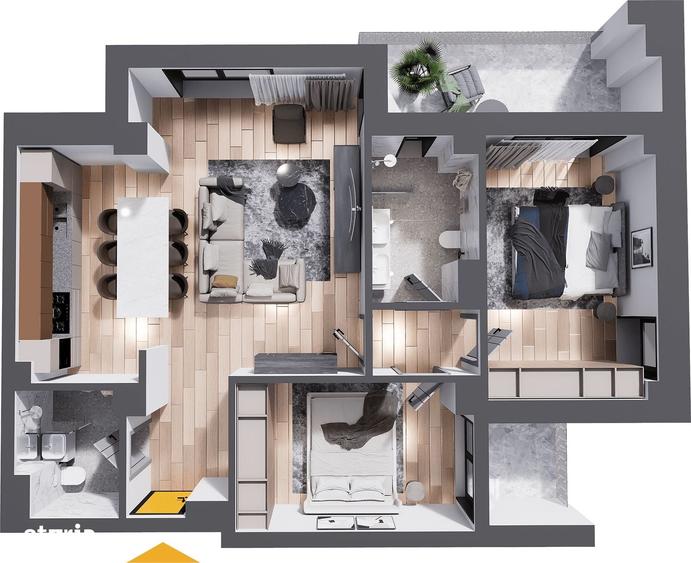 Apartament cu 3 camere în Cug