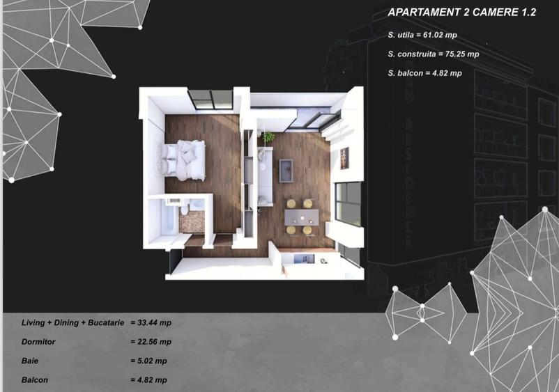 Apartament cu 2 camere decomandat în Tomis Plus