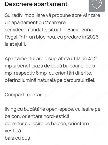 Apartament cu 2 camere semidecomandat în Baciu