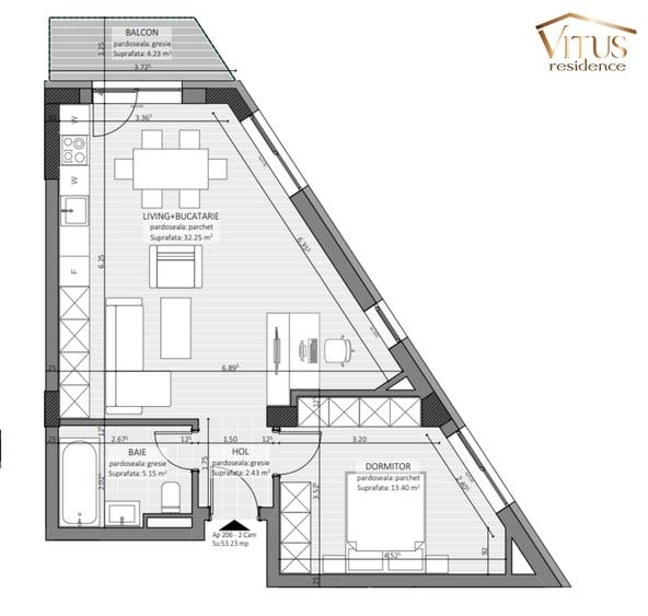 Apartament cu 2 camere decomandat în Central