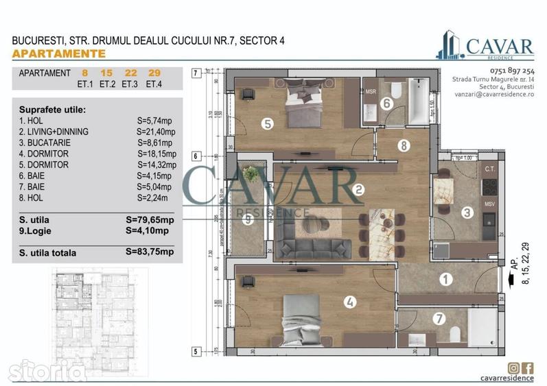Apartament cu 3 camere în Brâncoveanu — fotografia 1