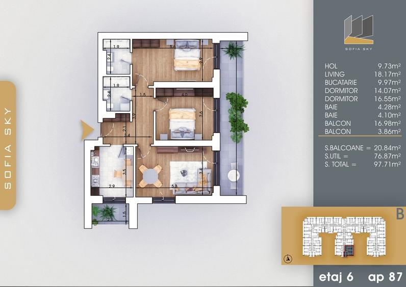 Apartament cu 3 camere decomandat în Theodor Pallady