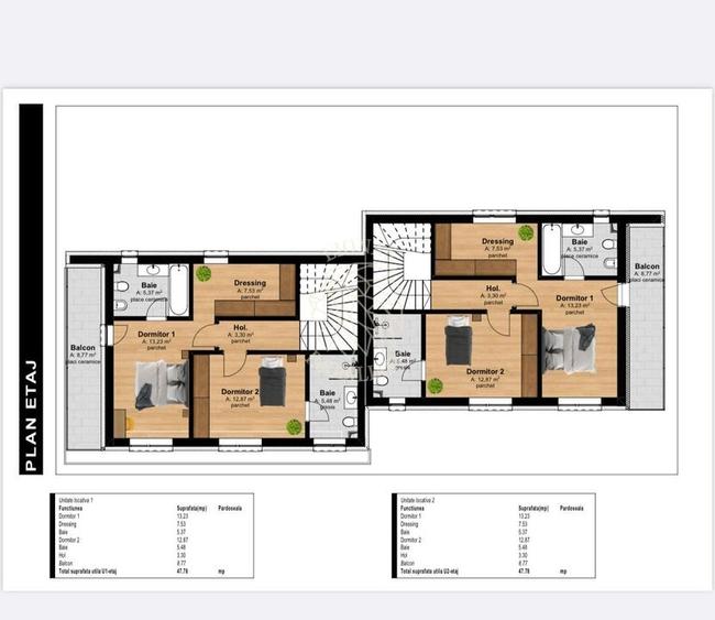 Duplex cu 4 camere cu Canalizare în Tăuți