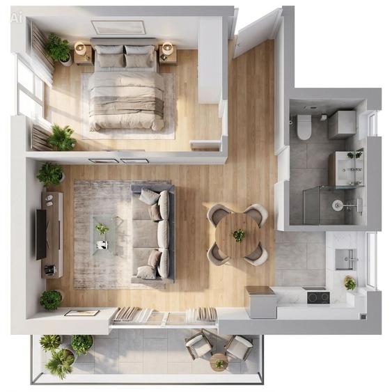 Apartament cu 2 camere semidecomandat în Florești
