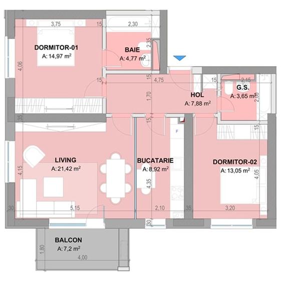 Apartament cu 3 camere decomandat în Militari
