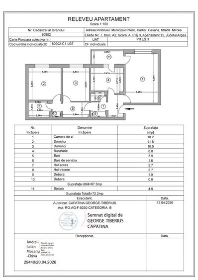 Apartament cu 3 camere decomandat în Găvana
