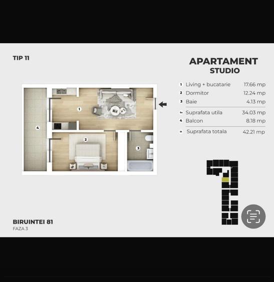 Studio 42mp ~ Bloc Nou Finalizat ~ Mutare imediata - 2