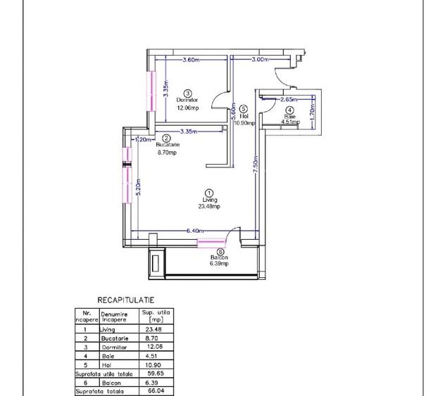 Apartament cu 2 camere semidecomandat în Central