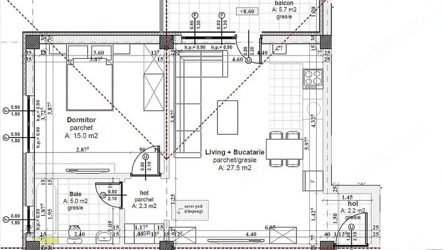 Apartament cu 3 camere decomandat în Central