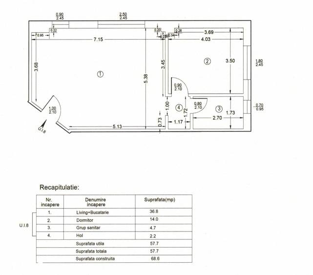 Apartament cu 2 camere în Mihai Bravu