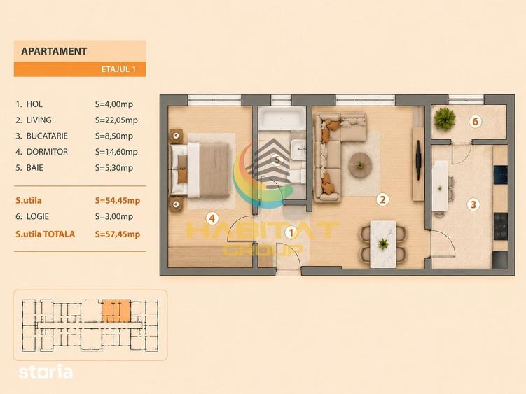 Vanzare Apartament 2 camere 57 mp - Berceni / Drumul Binelui - 1