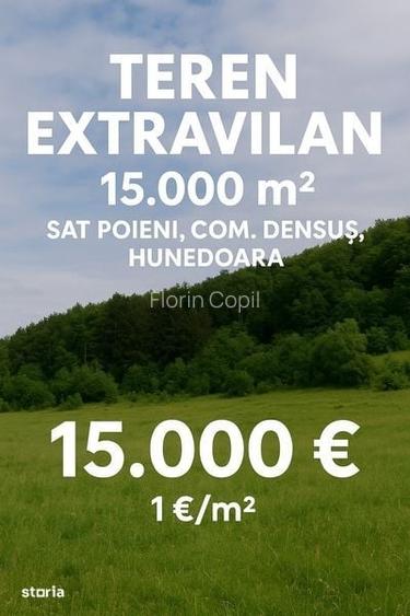 De vinzare teren extravilan sat.Poieni com.Densus jud Hunedoara