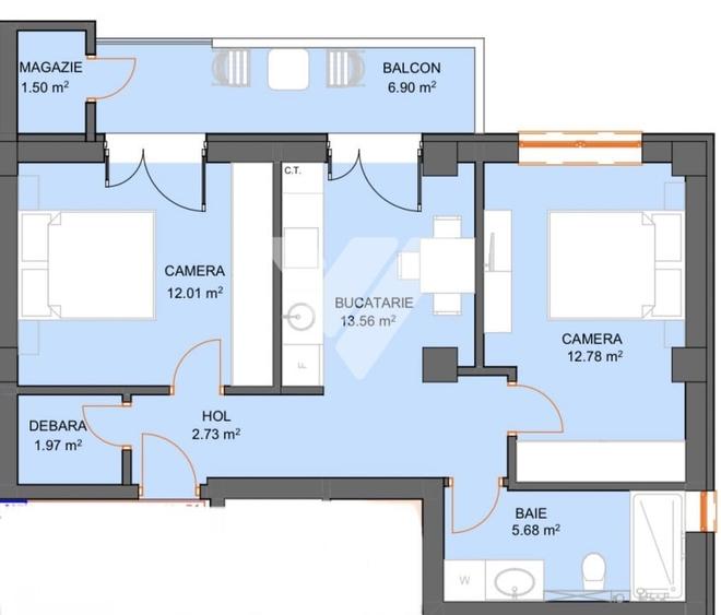Apartament cu 2 camere decomandat în Șelimbăr
