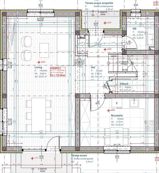 Duplex cu 4 camere cu Canalizare în Florești